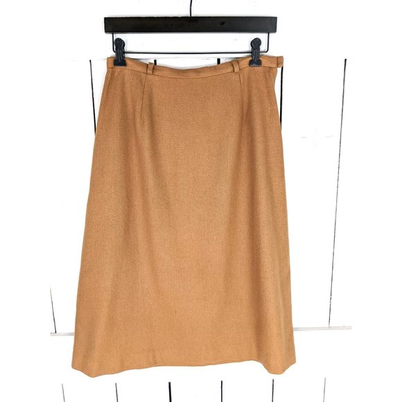 Vintage Century tan beige wool midi aline pencil skirt - Picture 2 of 6